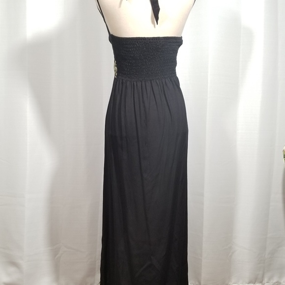 Uluwatu black animal print maxi halter dress Siz M - Picture 3 of 8